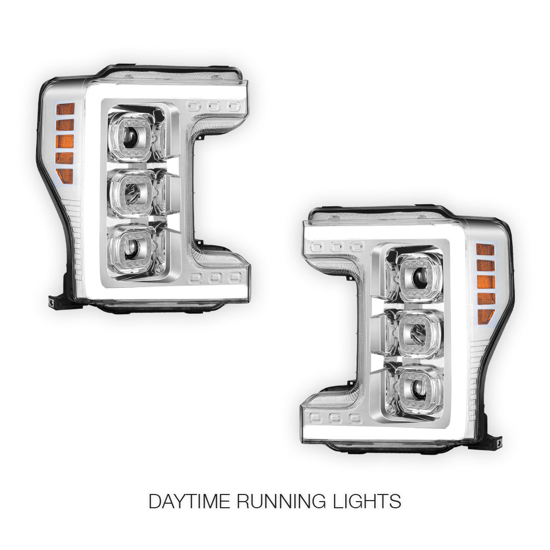Ford F-350 Super Duty (2017 - 2019) LED DRL Halo Ring Projector Headlights LH + RH