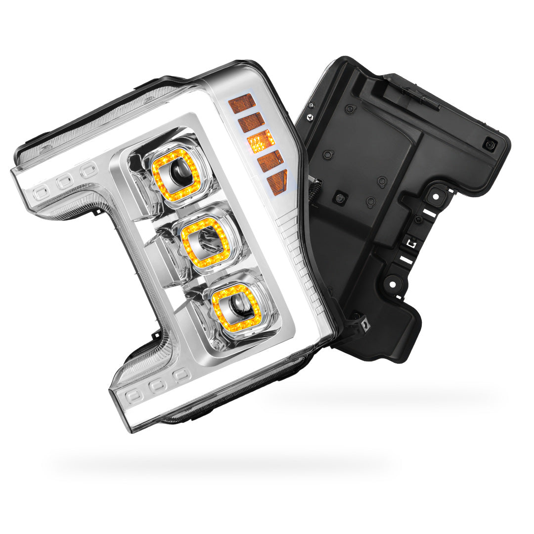 Ford F-350 Super Duty (2017 - 2019) LED DRL Halo Ring Projector Headlights LH + RH