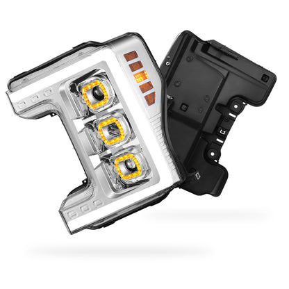 Ford F-350 Super Duty (2017 - 2019) LED DRL Halo Ring Projector Headlights LH + RH