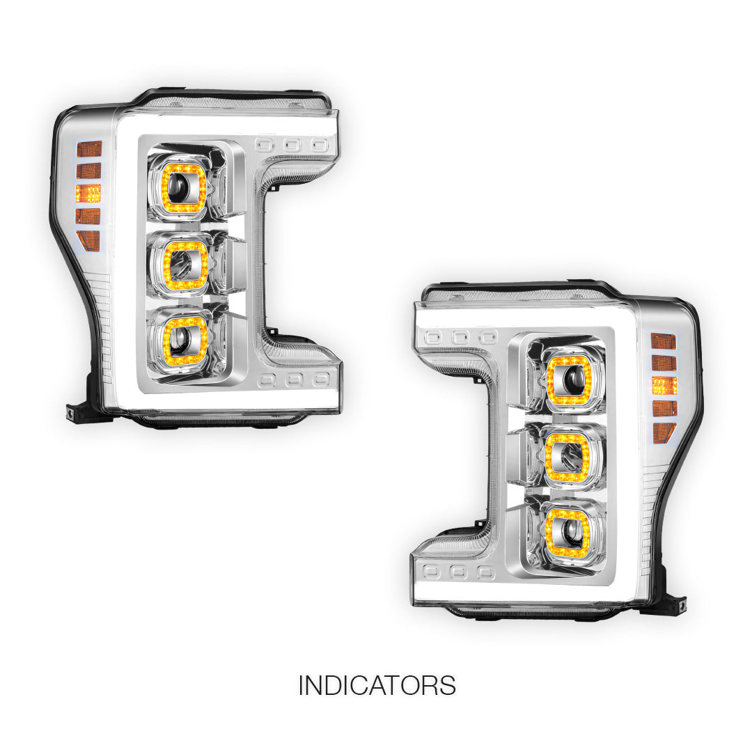 Ford F-350 Super Duty (2017 - 2019) LED DRL Halo Ring Projector Headlights LH + RH