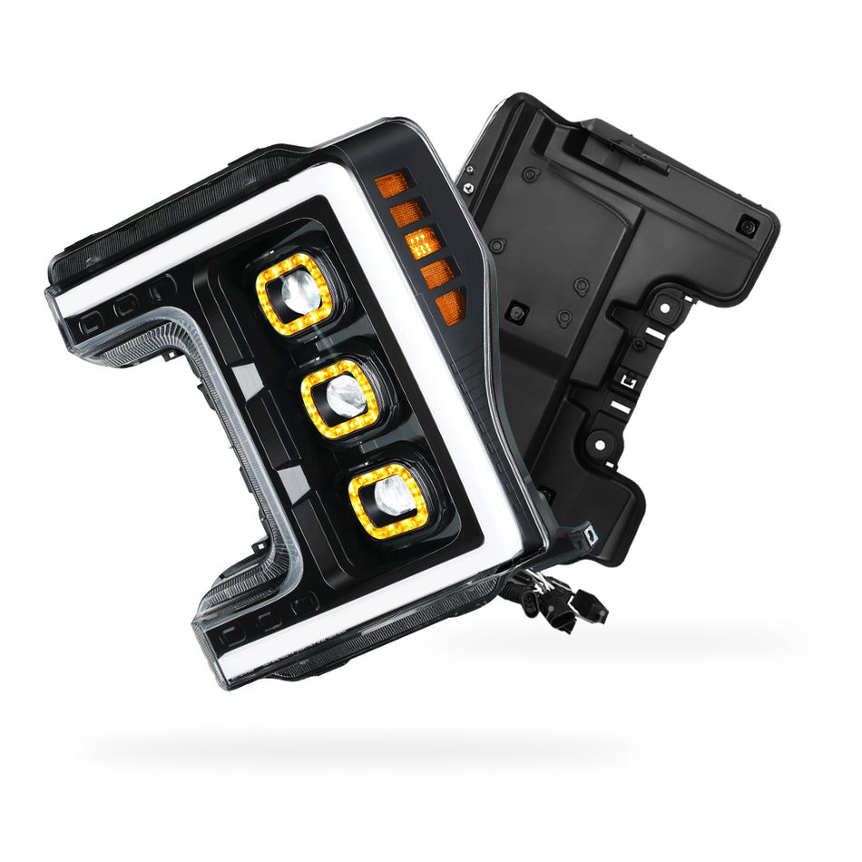 Ford F-450 Super Duty (2017 - 2019) LED DRL Halo Ring Projector Headlights LH + RH