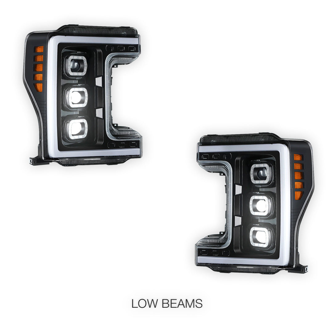 Ford F-450 Super Duty (2017 - 2019) LED DRL Halo Ring Projector Headlights LH + RH