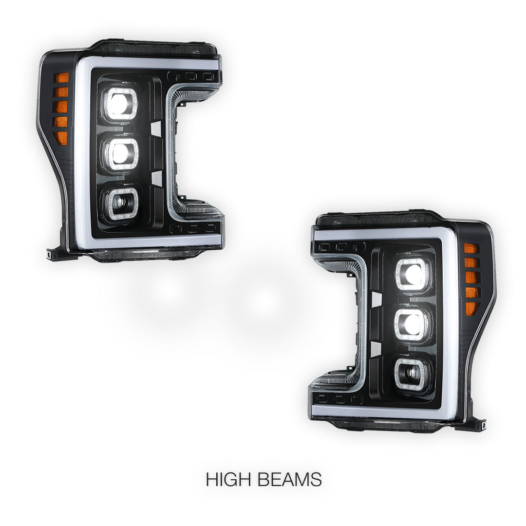 Ford F-450 Super Duty (2017 - 2019) LED DRL Halo Ring Projector Headlights LH + RH