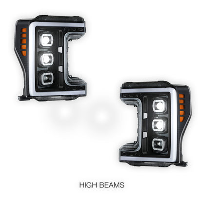 Ford F-450 Super Duty (2017 - 2019) LED DRL Halo Ring Projector Headlights LH + RH