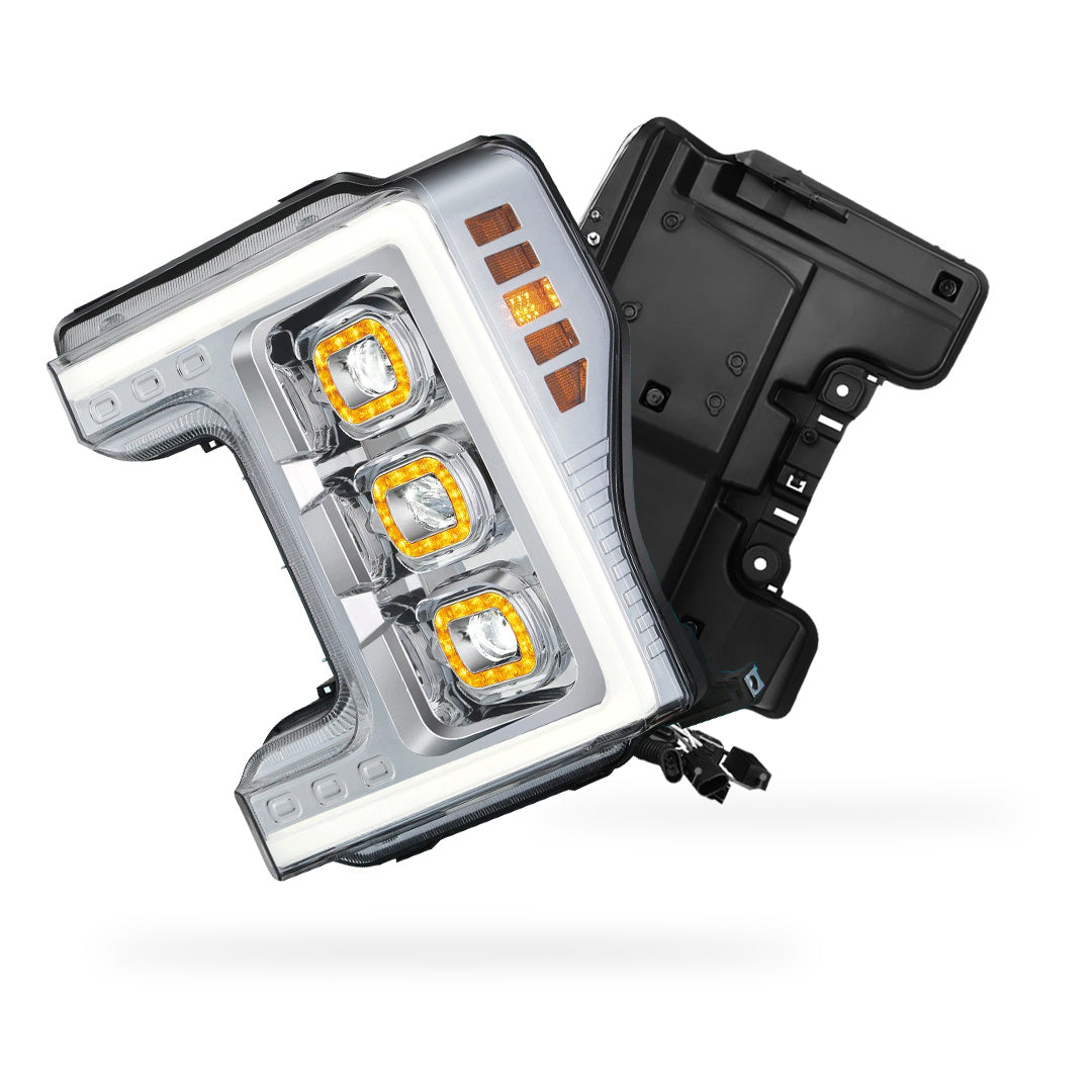 Ford F-450 Super Duty (2017 - 2019) LED DRL Halo Ring Projector Headlights LH + RH