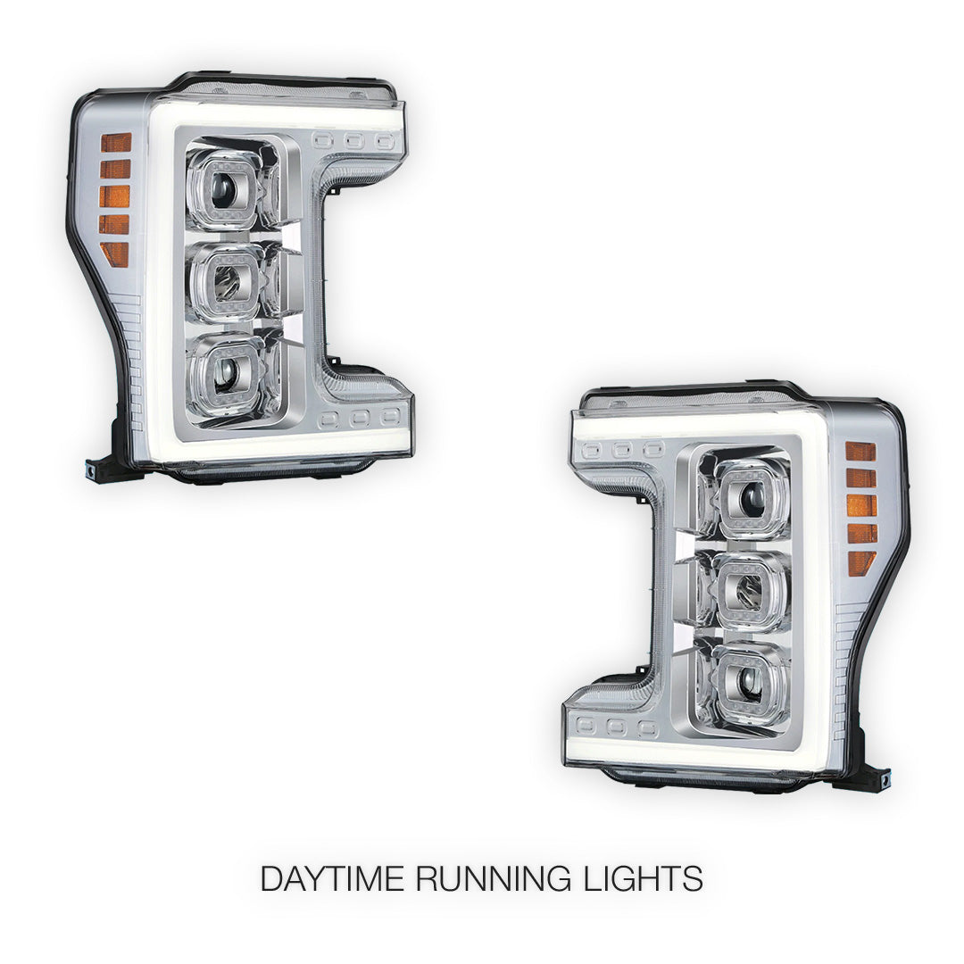 Ford F-450 Super Duty (2017 - 2019) LED DRL Halo Ring Projector Headlights LH + RH