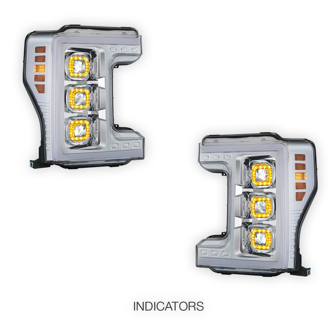Ford F-450 Super Duty (2017 - 2019) LED DRL Halo Ring Projector Headlights LH + RH
