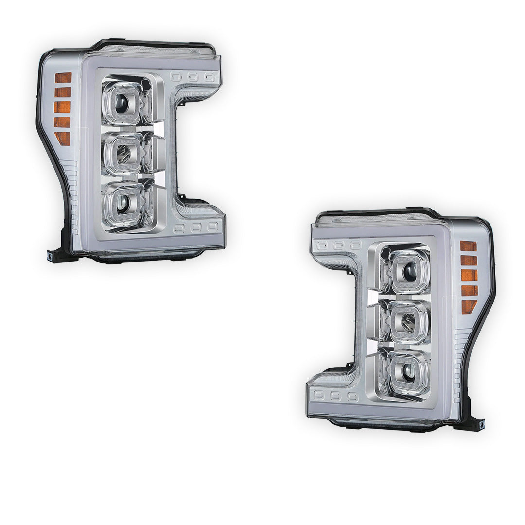 Ford F-450 Super Duty (2017 - 2019) LED DRL Halo Ring Projector Headlights LH + RH