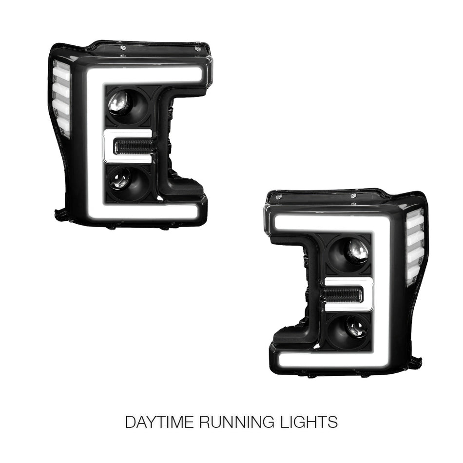 Ford F-350 Super Duty (2017 - 2019) LED DRL Dual Projector Headlights LH + RH