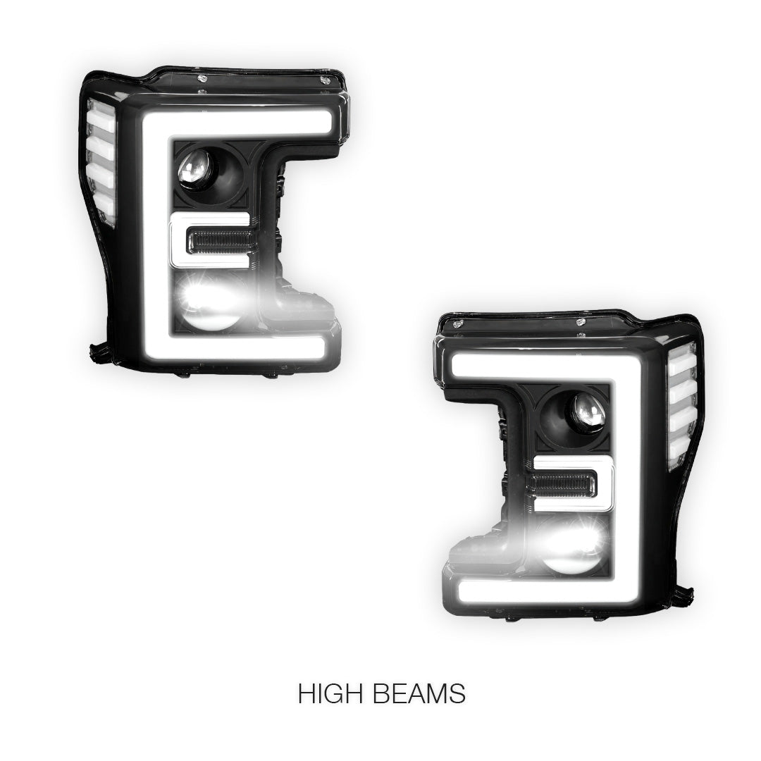 Ford F-350 Super Duty (2017 - 2019) LED DRL Dual Projector Headlights LH + RH