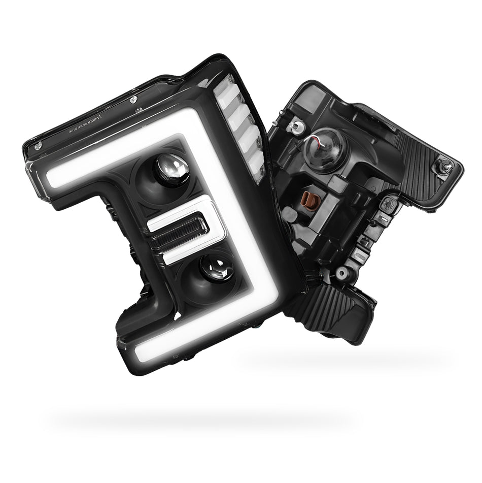 Ford F-450 Super Duty (2017 - 2019) LED DRL Dual Projector Headlights LH + RH