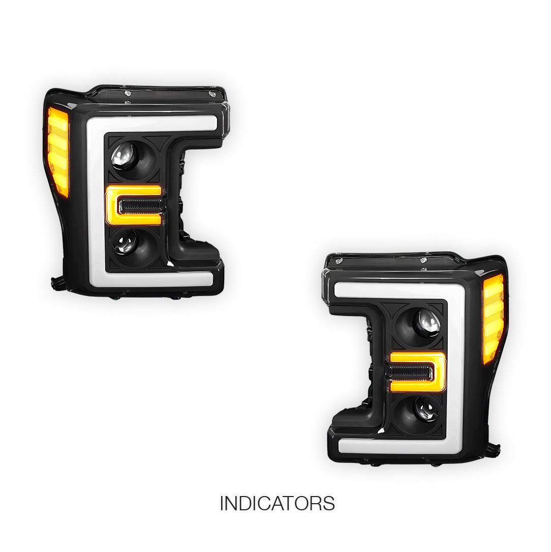 Ford F-450 Super Duty (2017 - 2019) LED DRL Dual Projector Headlights LH + RH