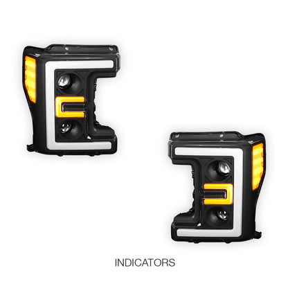 Ford F-450 Super Duty (2017 - 2019) LED DRL Dual Projector Headlights LH + RH