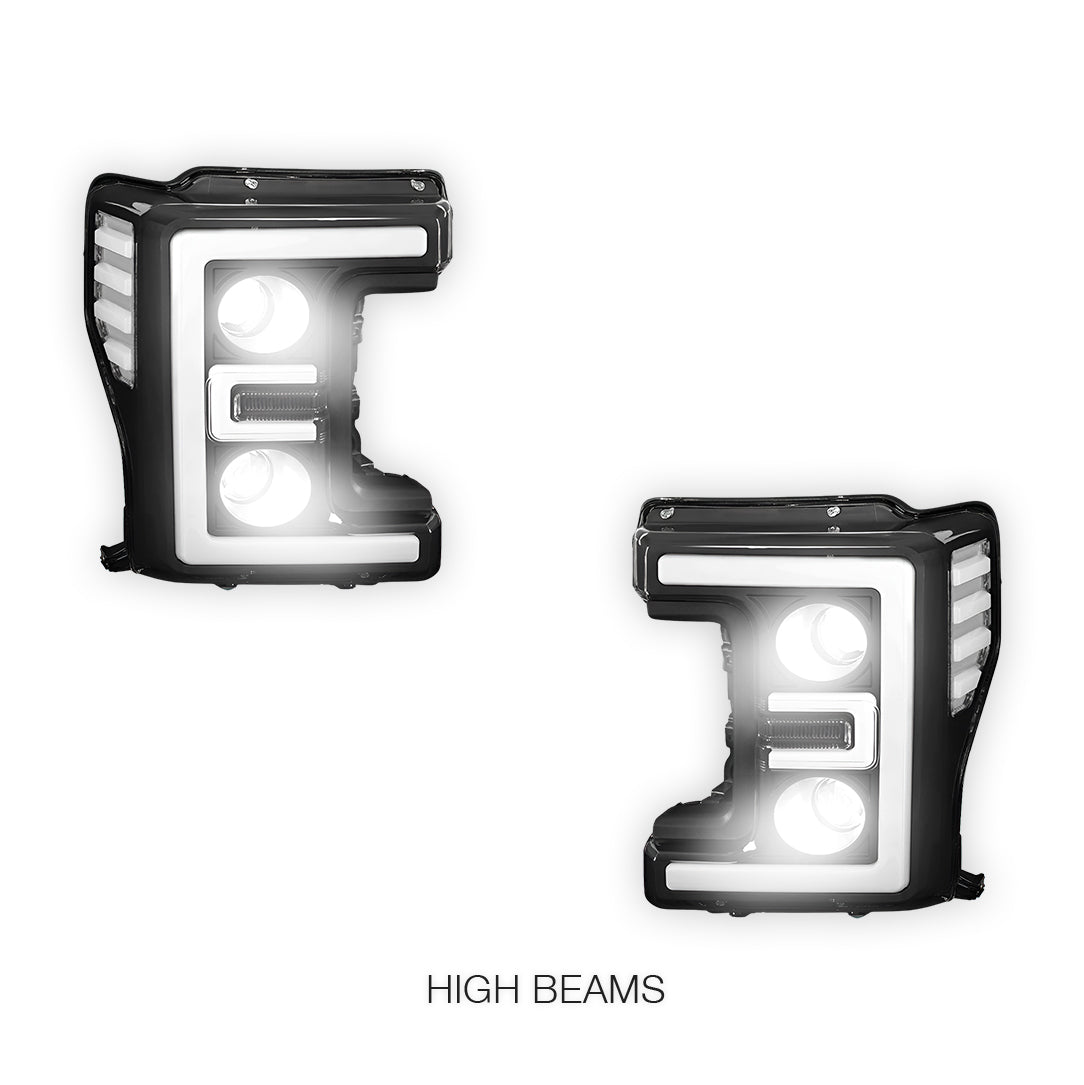 Ford F-450 Super Duty (2017 - 2019) LED DRL Dual Projector Headlights LH + RH