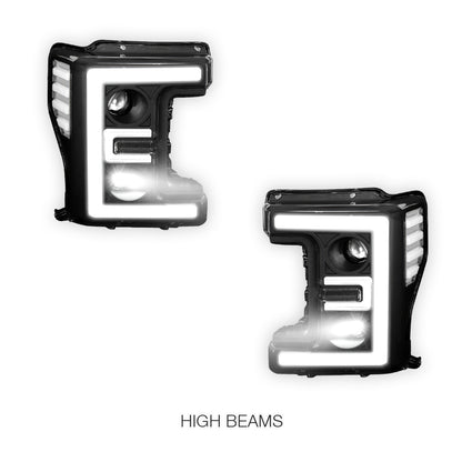 Ford F-550 Super Duty (2017 - 2019) LED DRL Dual Projector Headlights LH + RH