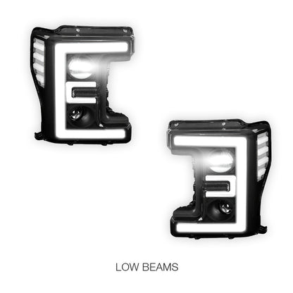 Ford F-550 Super Duty (2017 - 2019) LED DRL Dual Projector Headlights LH + RH