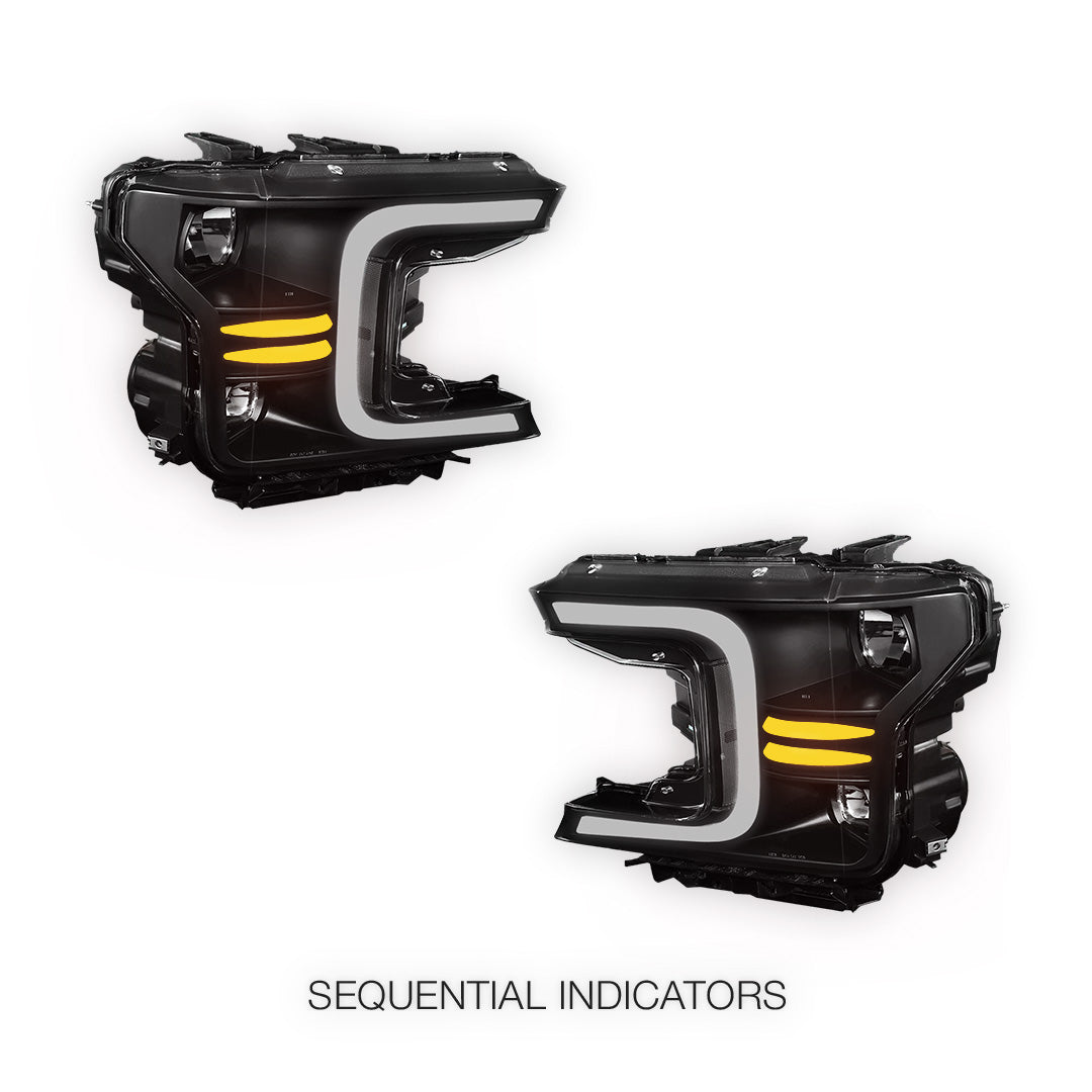 Ford F-150 (2018 - 2021) LED DRL Sequential Signal Headlights LH + RH