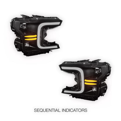 Ford F-150 (2018 - 2021) LED DRL Sequential Signal Headlights LH + RH