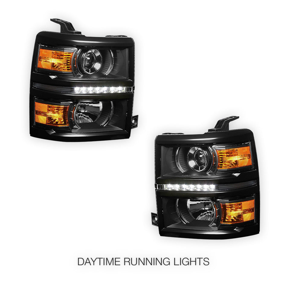 Chevrolet Silverado 1500 LS / LT / LTZ (2014 - 2015) Projector LED Bar DRL Headlights LH + RH