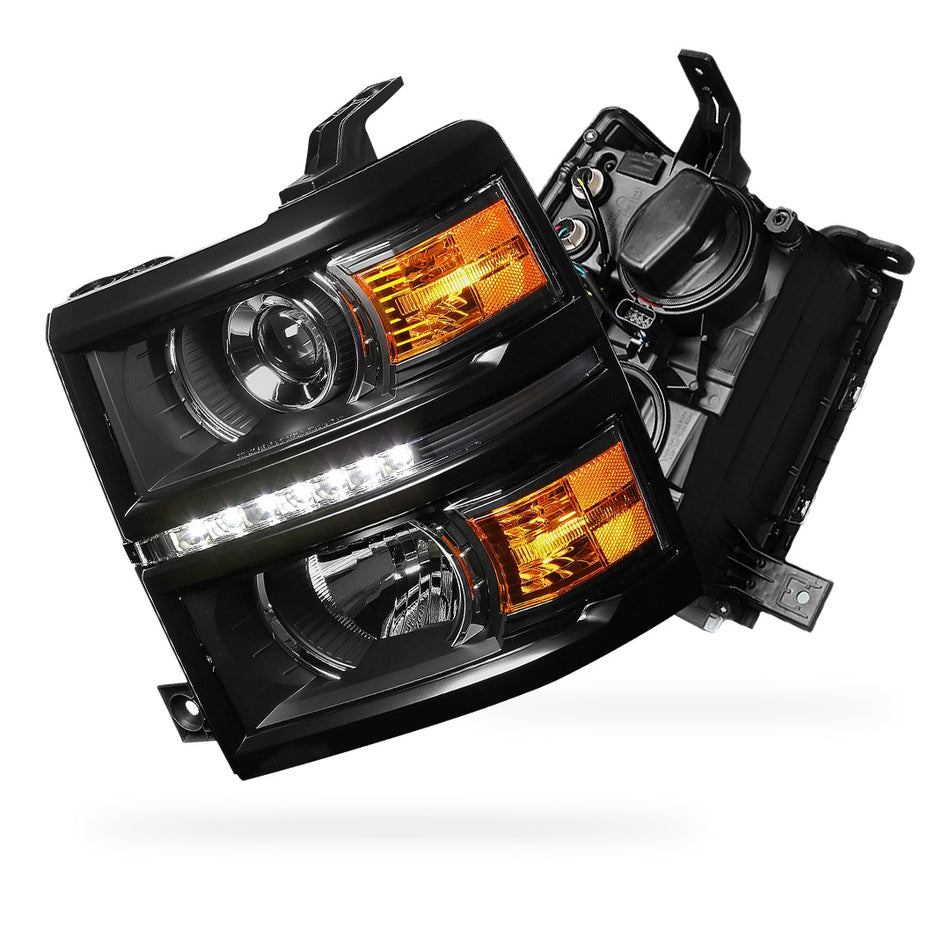 Chevrolet Silverado 1500 LS / LT / LTZ (2014 - 2015) Projector LED Bar DRL Headlights LH + RH