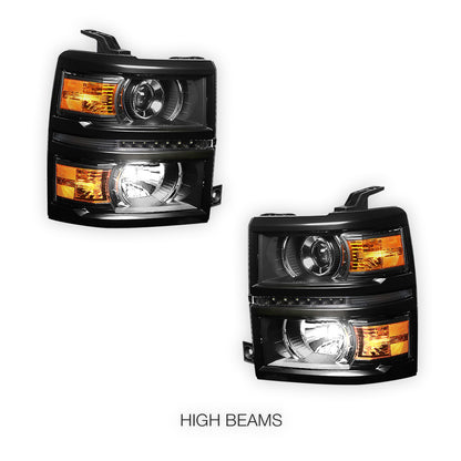 Chevrolet Silverado 1500 LS / LT / LTZ (2014 - 2015) Projector LED Bar DRL Headlights LH + RH