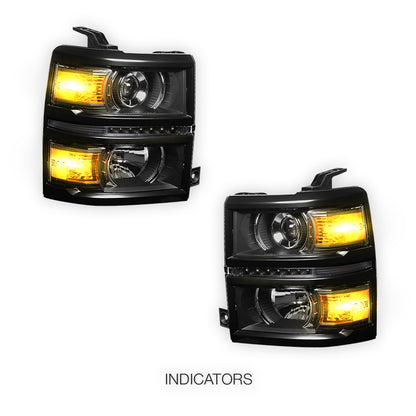 Chevrolet Silverado 1500 LS / LT / LTZ (2014 - 2015) Projector LED Bar DRL Headlights LH + RH