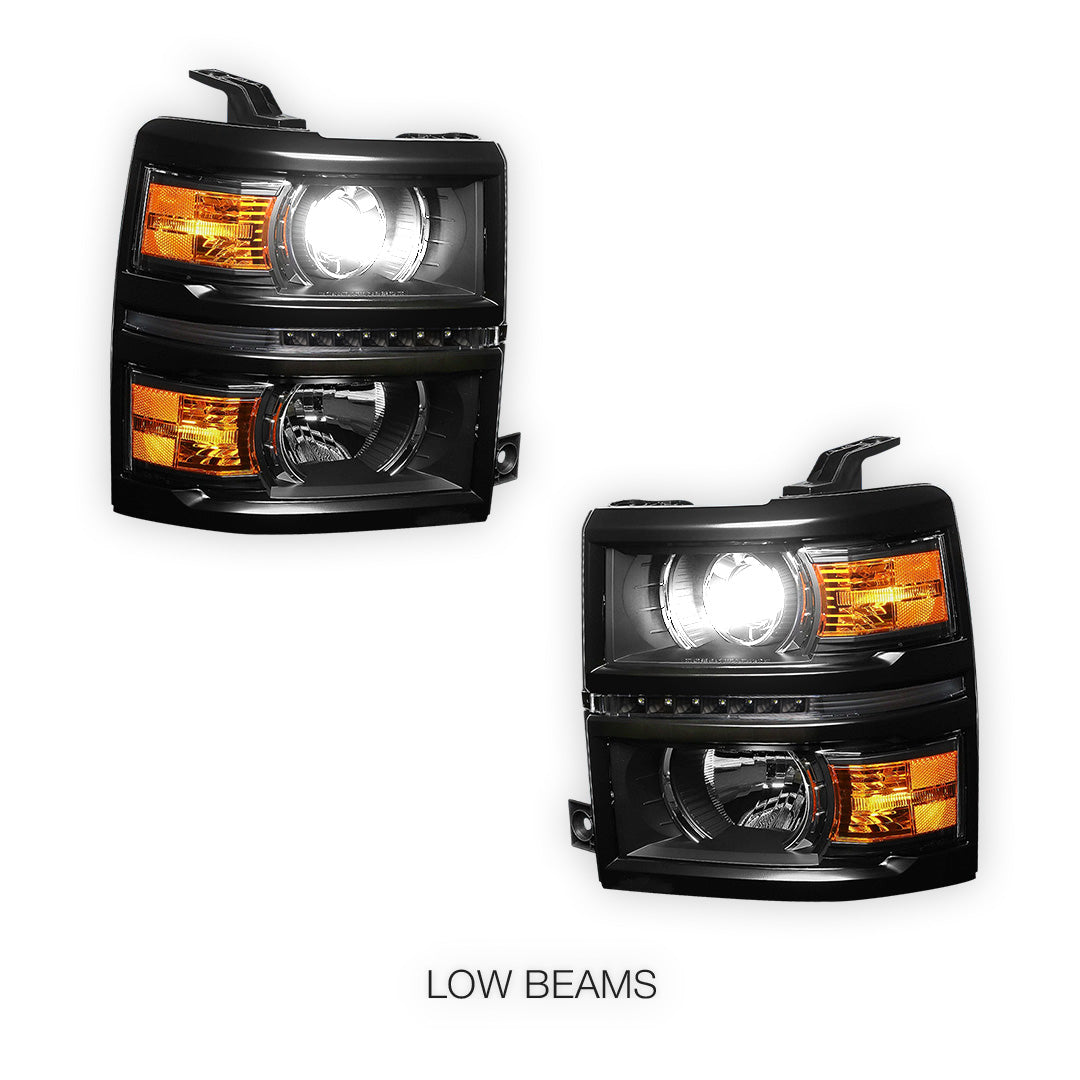 Chevrolet Silverado 1500 LS / LT / LTZ (2014 - 2015) Projector LED Bar DRL Headlights LH + RH