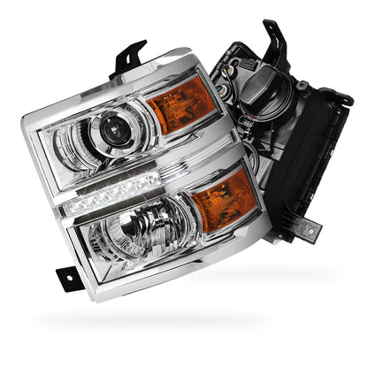 Chevrolet Silverado 1500 LS / LT / LTZ (2014 - 2015) Projector LED Bar DRL Headlights LH + RH