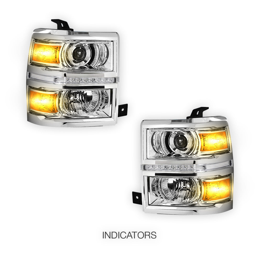 Chevrolet Silverado 1500 LS / LT / LTZ (2014 - 2015) Projector LED Bar DRL Headlights LH + RH