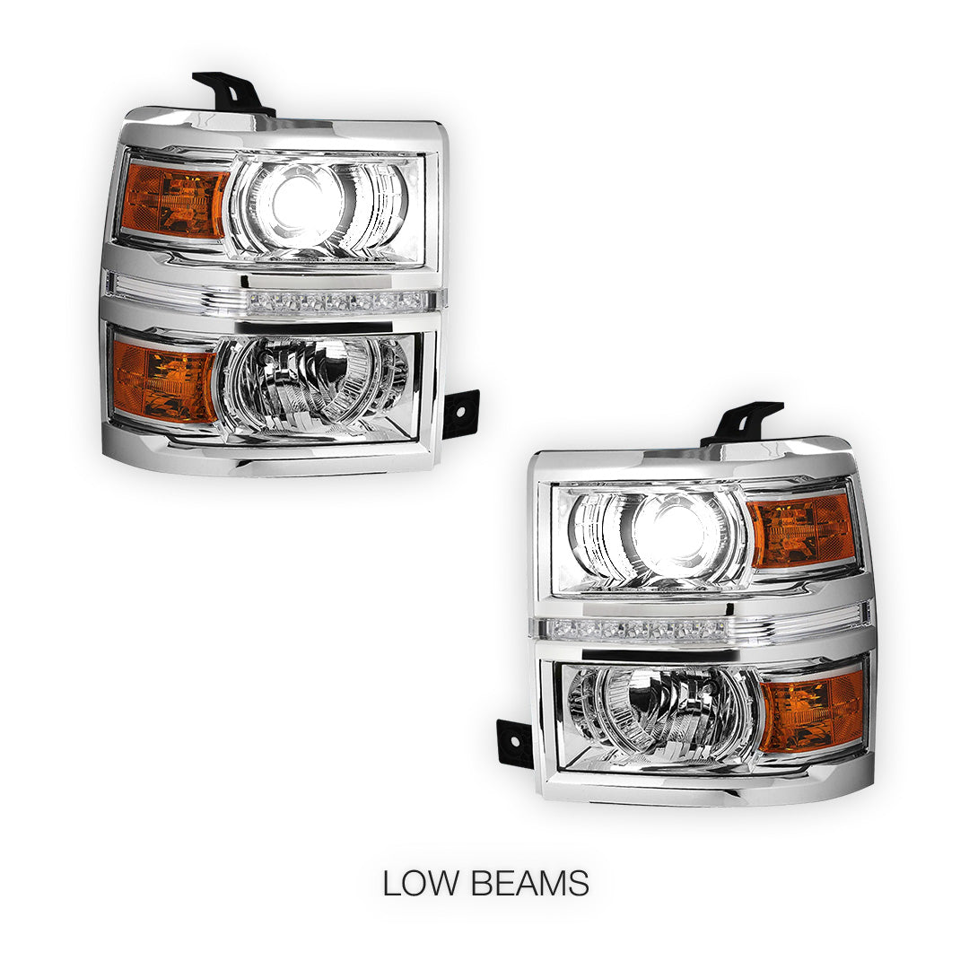 Chevrolet Silverado 1500 LS / LT / LTZ (2014 - 2015) Projector LED Bar DRL Headlights LH + RH