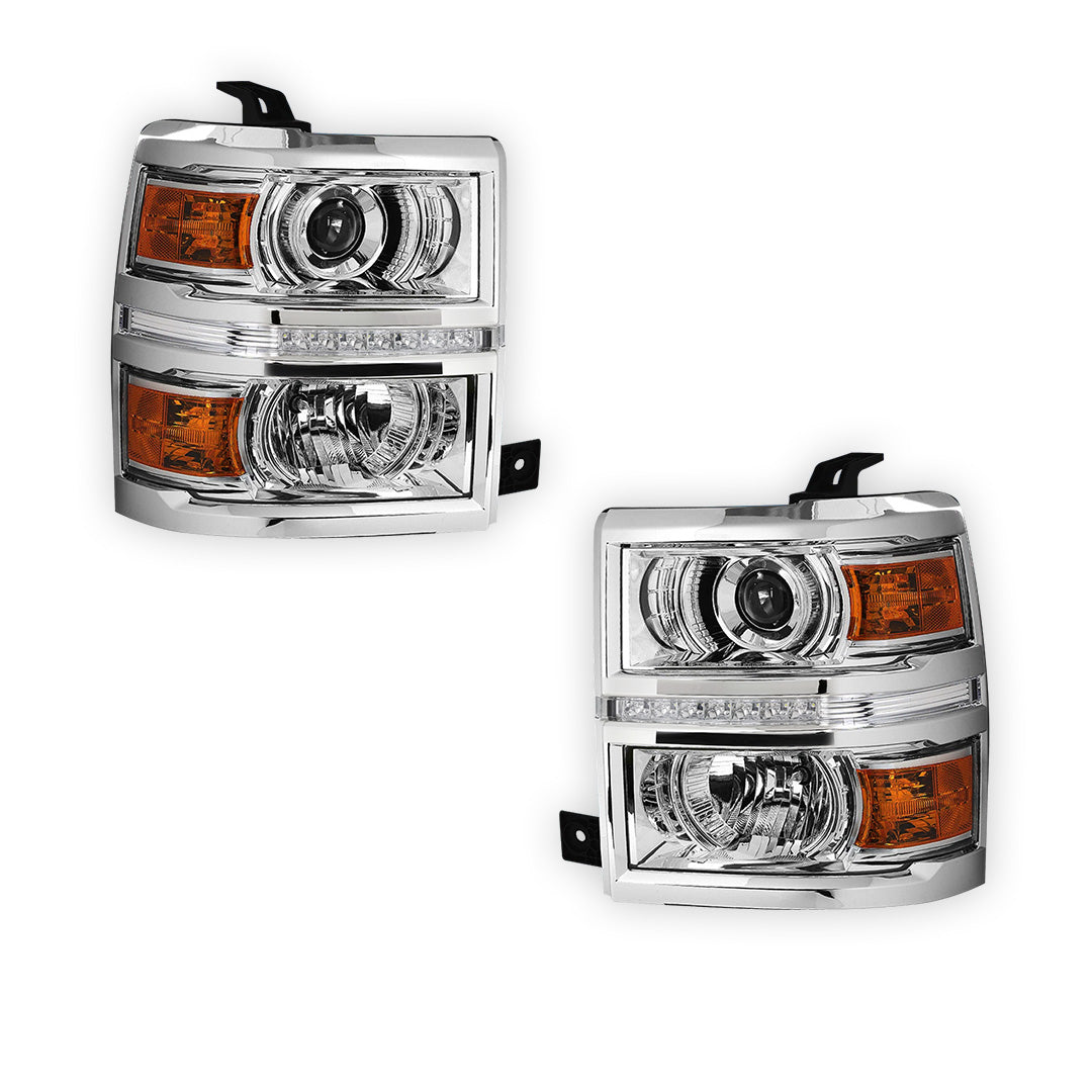 Chevrolet Silverado 1500 LS / LT / LTZ (2014 - 2015) Projector LED Bar DRL Headlights LH + RH