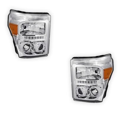 Ford F-350 (2011 - 2016) Dual Halo Projector LED DRL Headlights LH + RH