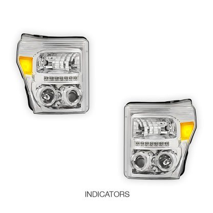 Ford F-450 (2011 - 2016) Dual Halo Projector LED DRL Headlights LH + RH