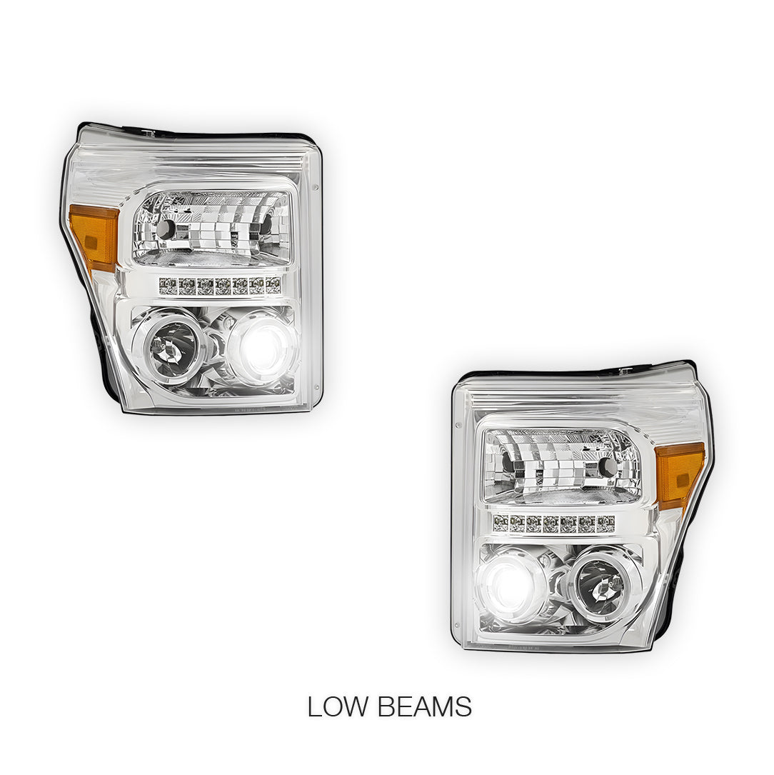 Ford F-450 (2011 - 2016) Dual Halo Projector LED DRL Headlights LH + RH