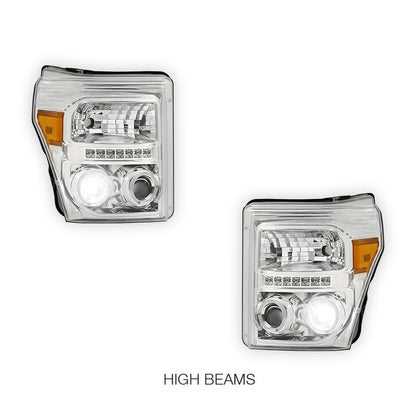 Ford F-450 (2011 - 2016) Dual Halo Projector LED DRL Headlights LH + RH