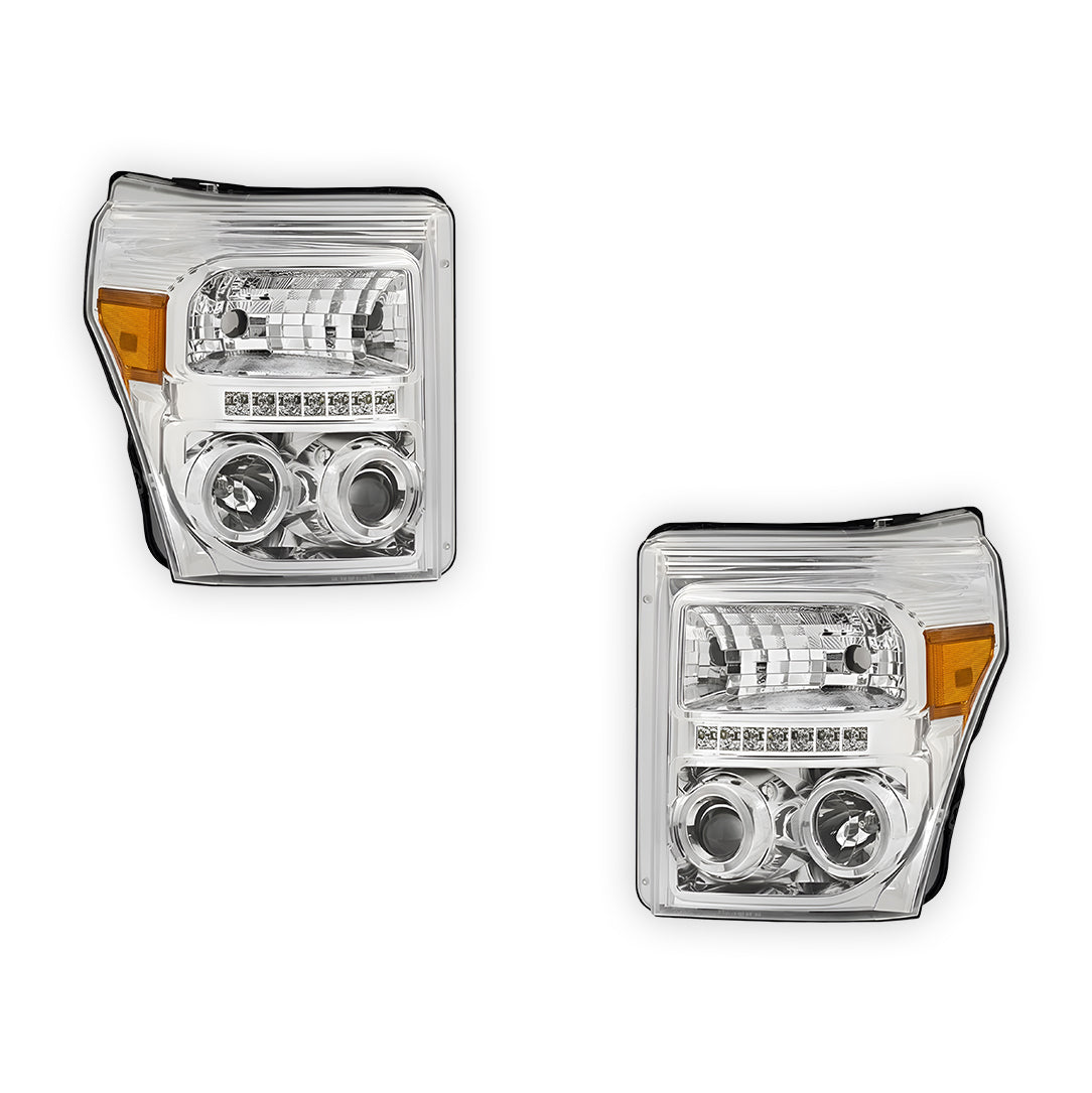 Ford F-450 (2011 - 2016) Dual Halo Projector LED DRL Headlights LH + RH