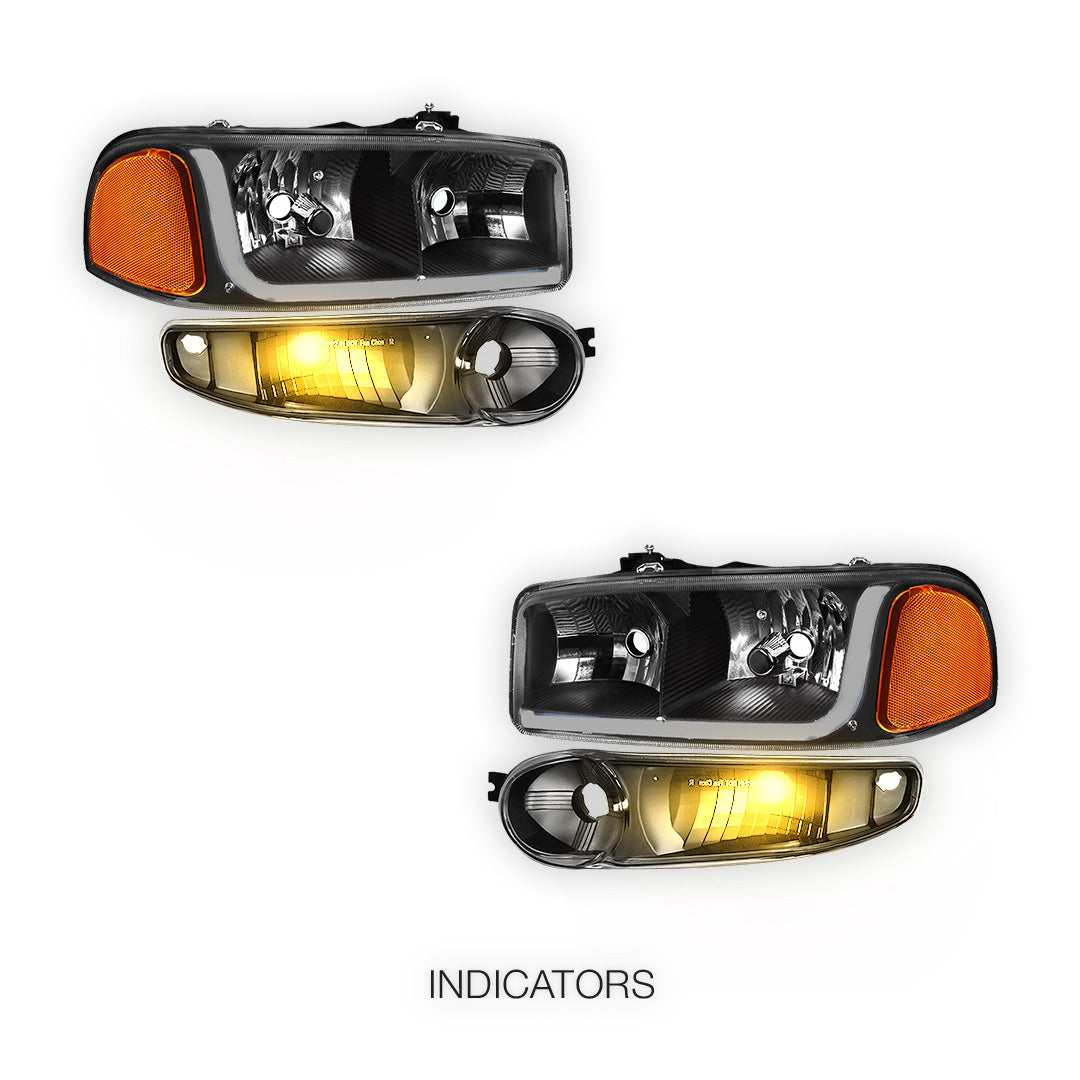 GMC Sierra 1500 (2001 - 2006) LED DRL Headlights LH + RH
