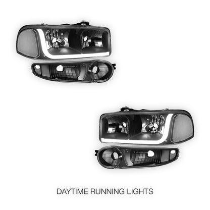 GMC Sierra 1500 (2001 - 2006) LED DRL Headlights LH + RH