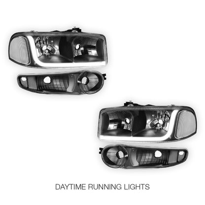 GMC Yukon (2001 - 2006) LED DRL Headlights LH + RH