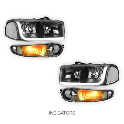 GMC Yukon (2001 - 2006) LED DRL Headlights LH + RH