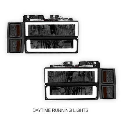 Chevrolet C1500 Suburban Silverado / LS / LT (1994 - 1999) Square - LED DRL Headlights LH + RH