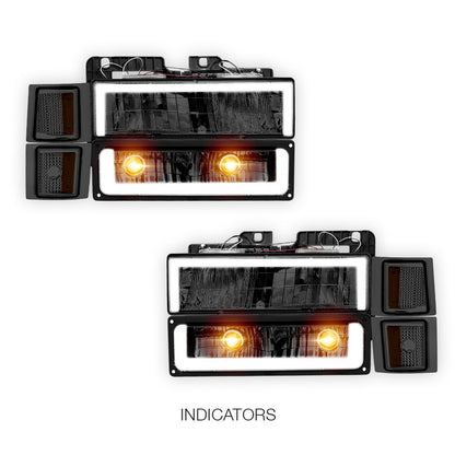Chevrolet C1500 Suburban Silverado / LS / LT (1994 - 1999) Square - LED DRL Headlights LH + RH
