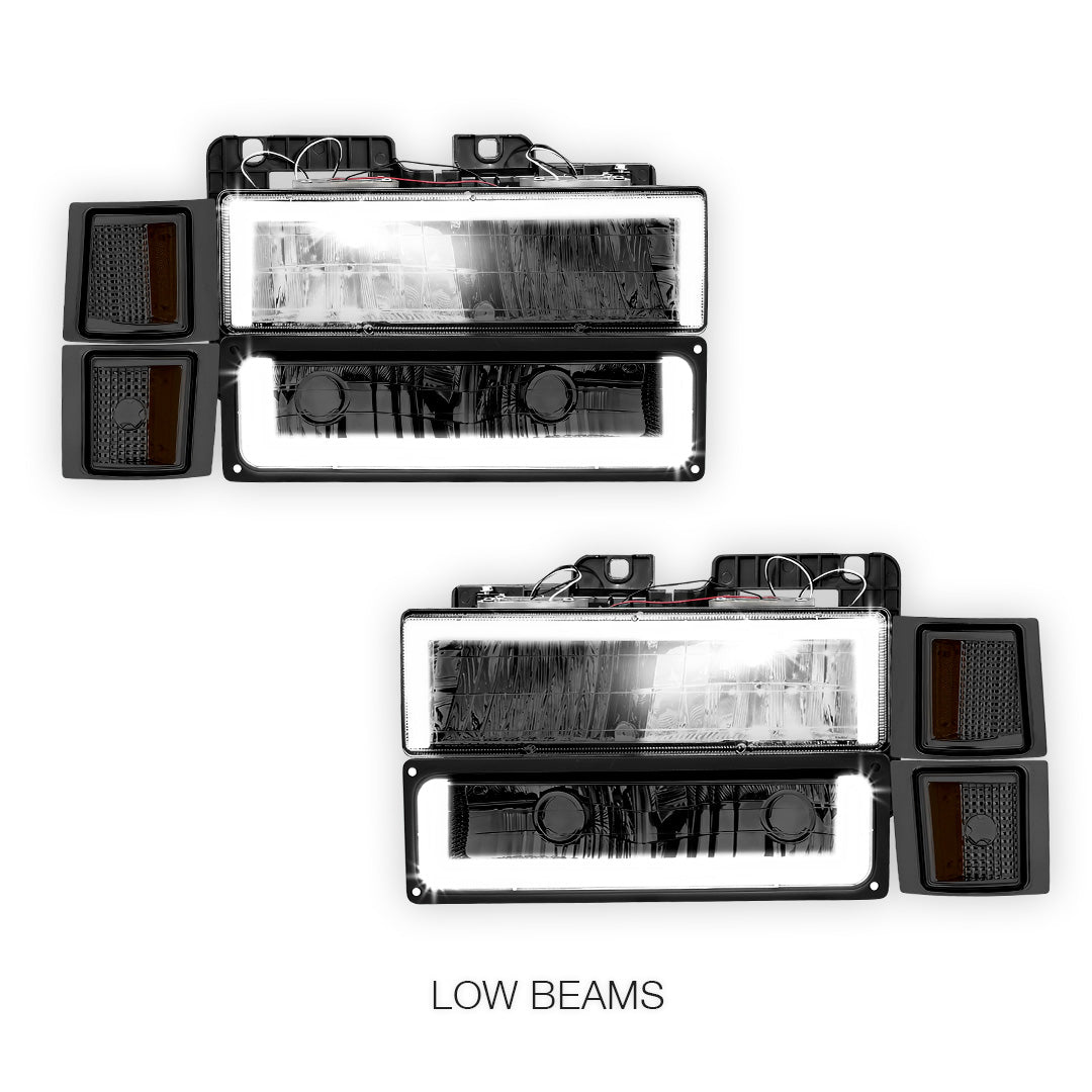 Chevrolet C1500 Suburban Silverado / LS / LT (1994 - 1999) Square - LED DRL Headlights LH + RH