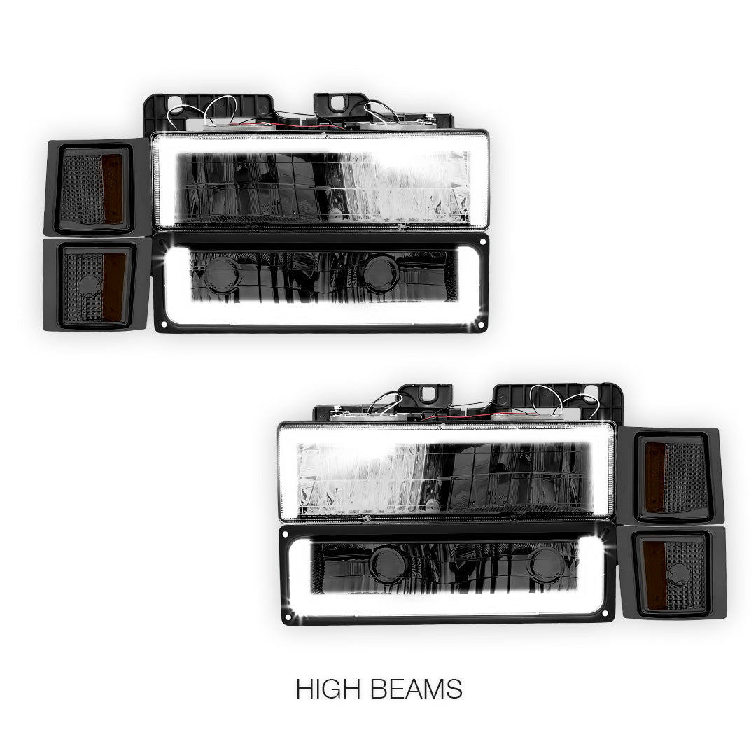 Chevrolet C1500 Suburban Silverado / LS / LT (1994 - 1999) Square - LED DRL Headlights LH + RH