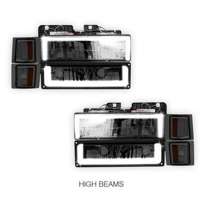 Chevrolet C1500 Suburban Silverado / LS / LT (1994 - 1999) Square - LED DRL Headlights LH + RH