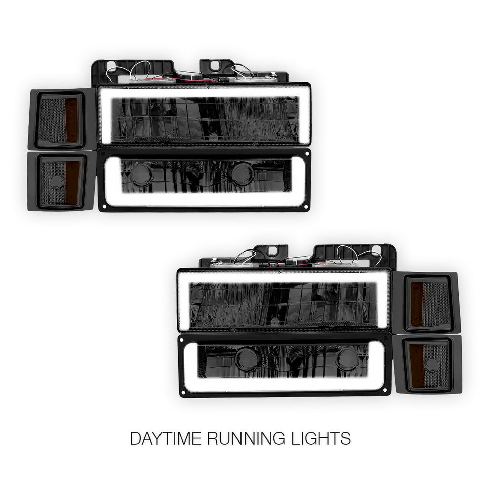 Chevrolet K1500 Suburban Silverado / LS / LT (1994 - 1999) Square - LED DRL Headlights LH + RH