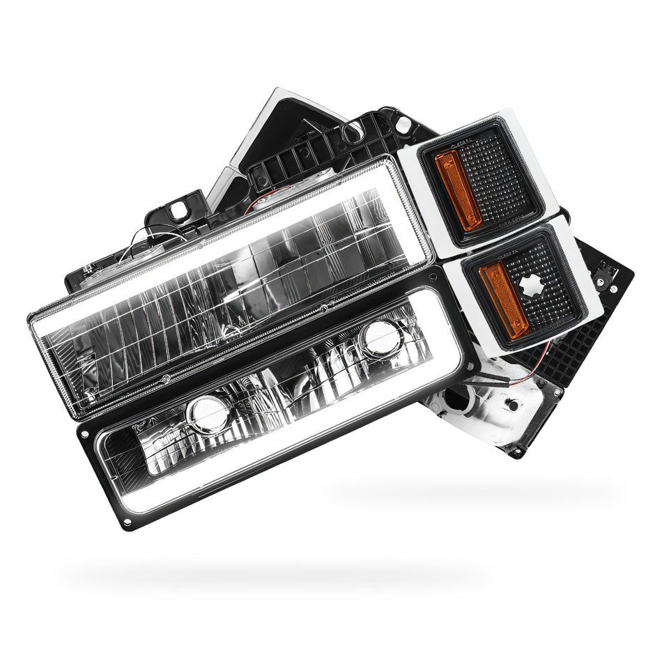Chevrolet C1500 Suburban Silverado / LS / LT (1994 - 1999) C - LED DRL Headlights LH + RH