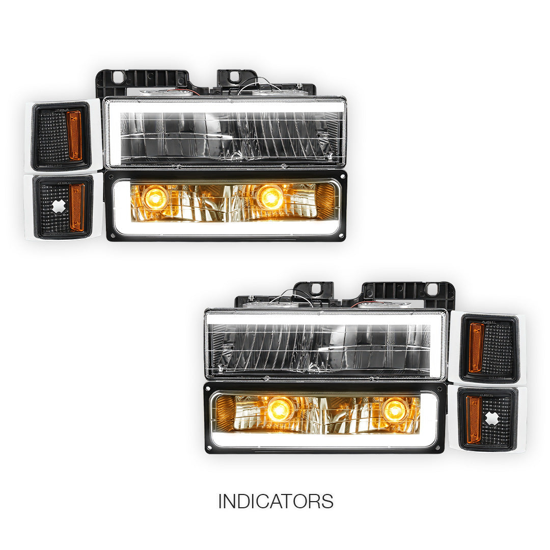 Chevrolet C1500 Suburban Silverado / LS / LT (1994 - 1999) C - LED DRL Headlights LH + RH