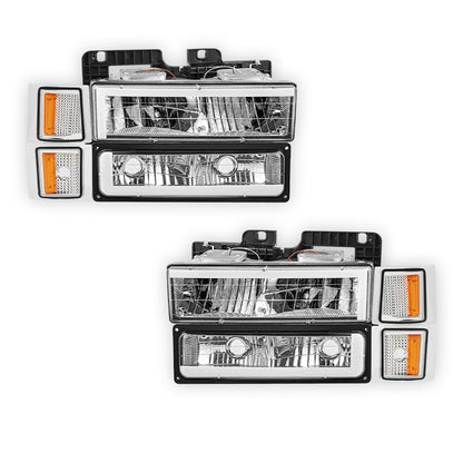 Chevrolet C1500 Suburban Silverado / LS / LT (1994 - 1999) C - LED DRL Headlights LH + RH