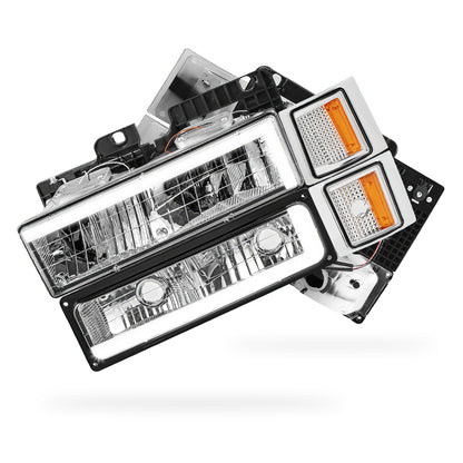 Chevrolet C2500 Cheyenne / Scottsdale / Silverado (1994 - 2000) C - LED DRL Headlights LH + RH